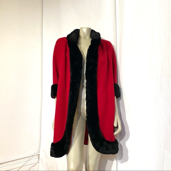 Vintage Red and Black Wool Coat - Picture 7 of 14